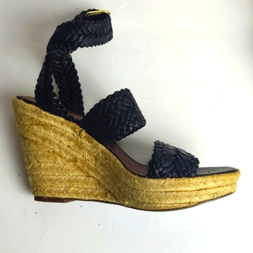 MRKT Braided Espadrille Black Wedge Sandals Size 5.5 (36EU)